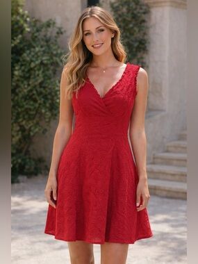 Good American NWT Red  V-Neck A-Line Dress Lined Size S
